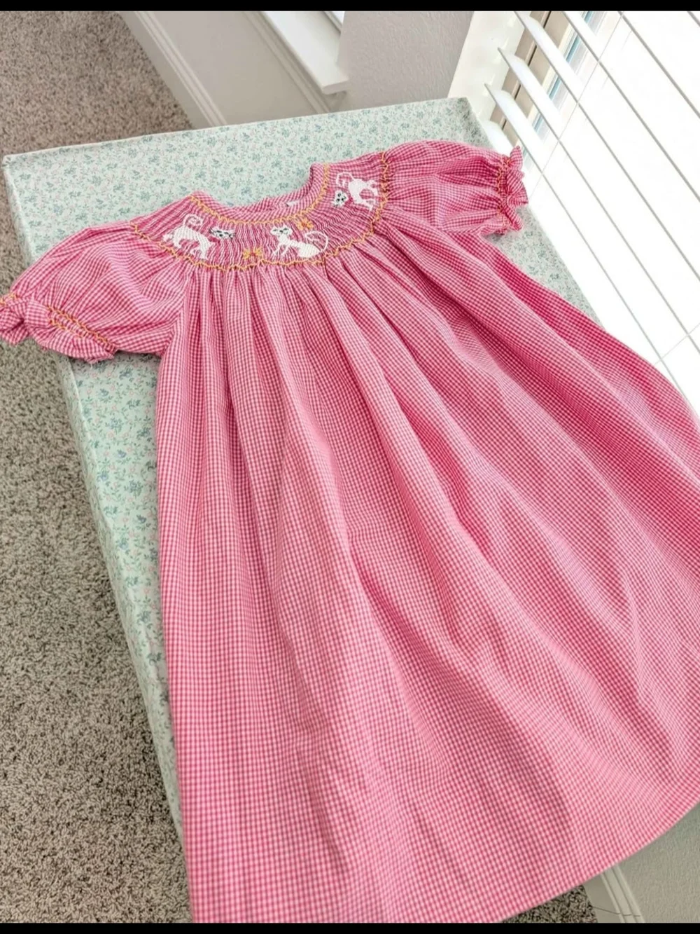 24 Mos Smocked Pink Cat Dress